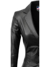 Gillian Black Leather Women Coat Blazer