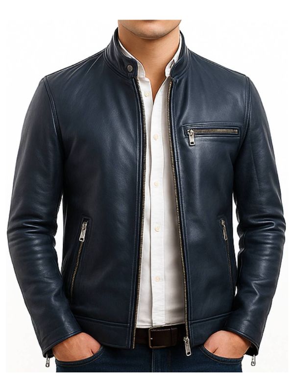 Harrison Blue Leather Jacket – Men Leather Jacket Blue