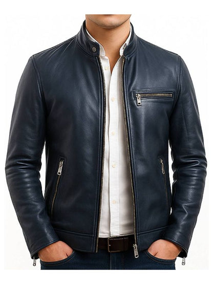 Harrison Blue Leather Jacket – Men Leather Jacket Blue