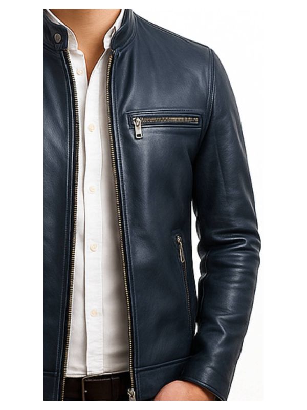 Harrison Blue Leather Jacket – Men Leather Jacket Blue