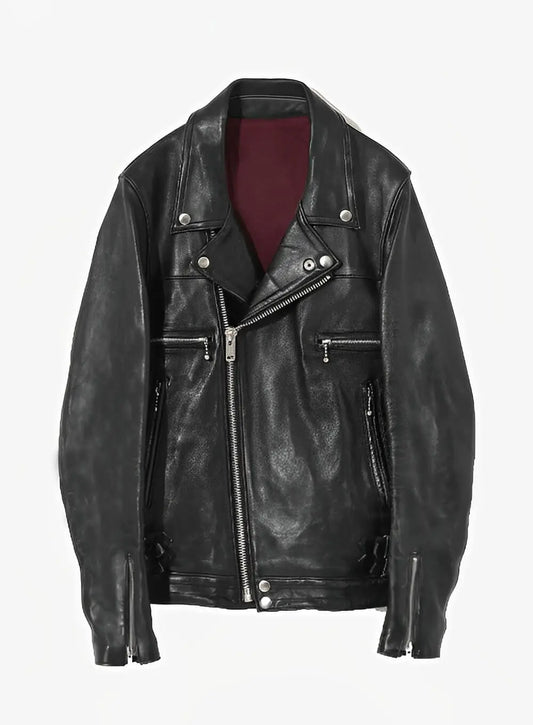 Hellfire Club Black Biker Leather Jacket