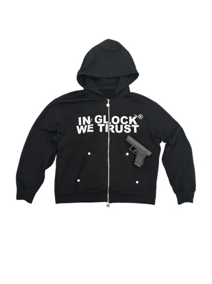 In Glock We Trust Zip-Up Hoodie Recreated Edition