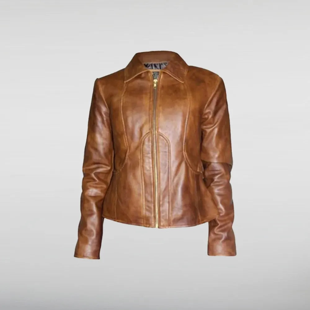 Jennifer Lopez Brown Leather Jacket