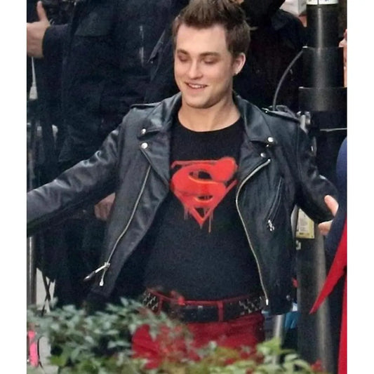 Superman and Lois Jordan Elsass Biker Leather Jacket