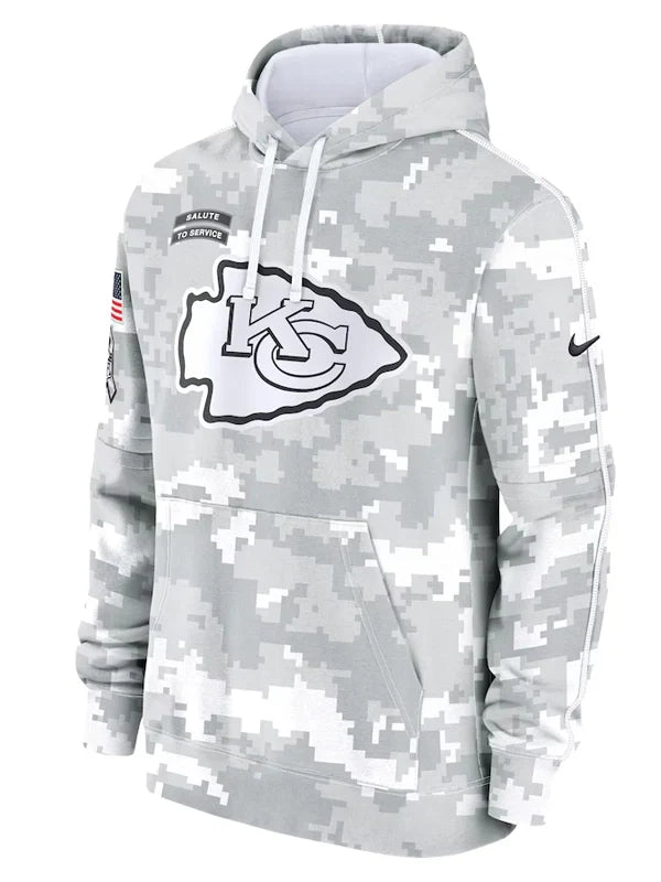 2024 Kansas City Chiefs Arctic Camo Salute to Service Hoodie Recreated Edition
