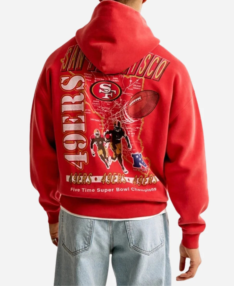 NFL Abercrombie San Francisco 49ers Graphic Popover Red Hoodie