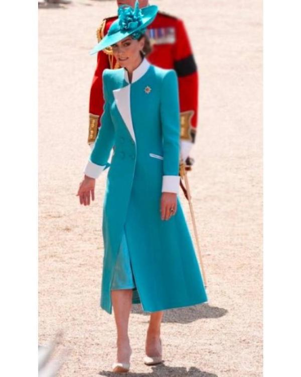 Trooping The Colour 2025 Kate Middleton Blue Coat Dress – Regal Elegance &amp; Timeless Style