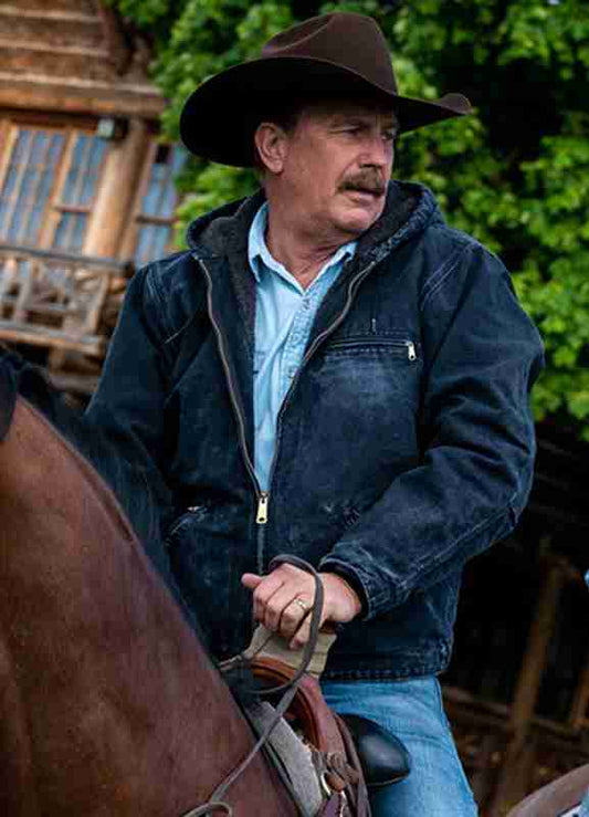Kevin Costner Yellowstone Hooded Denim Jacket