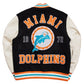 Miami Dolphins Letterman Wool & Leather Varsity Jacket Black & White