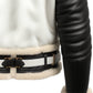 Men Aviator B3 Bomber Leather Jacket – Black &amp; White