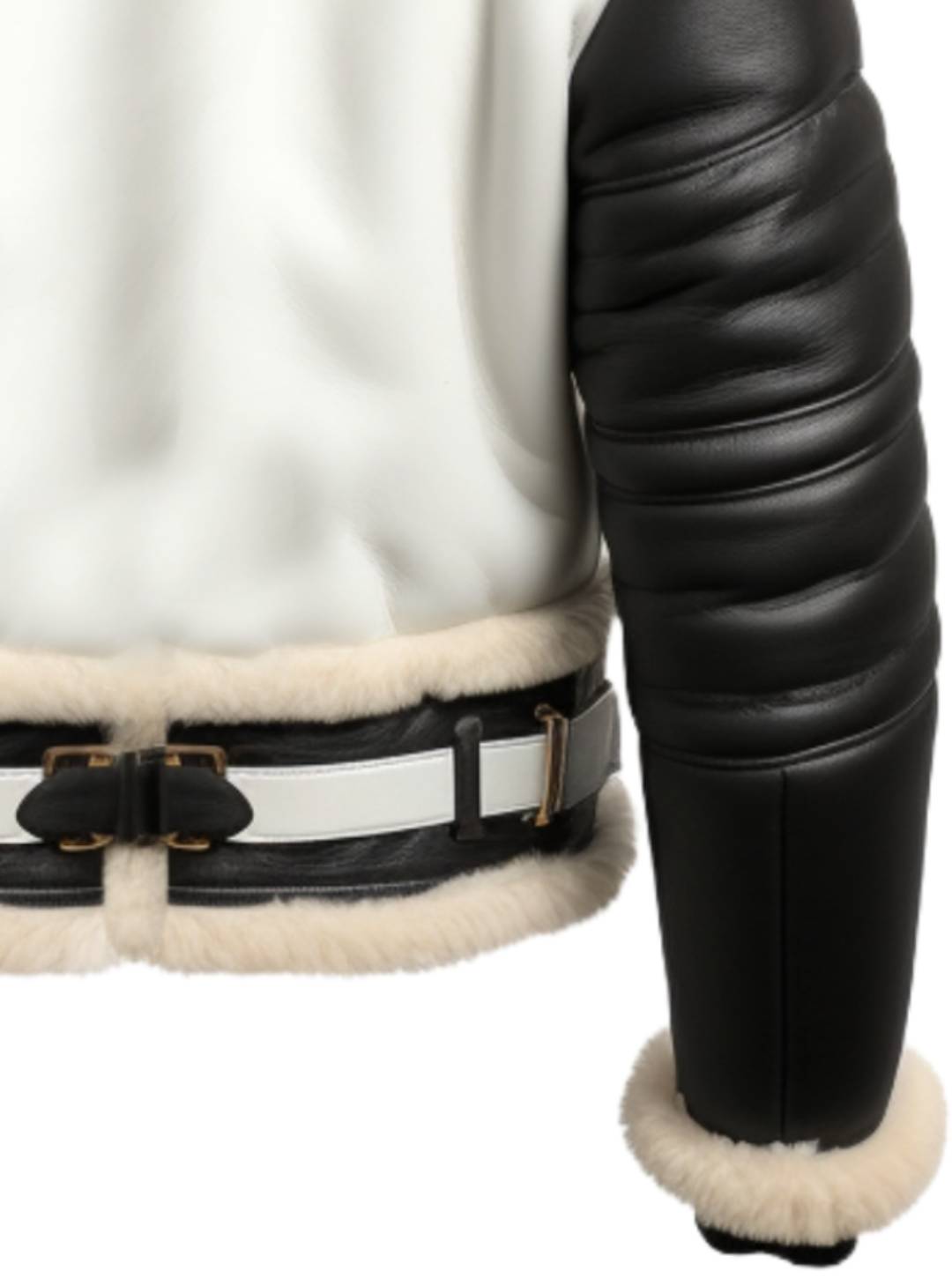 Men Aviator B3 Bomber Leather Jacket – Black &amp; White