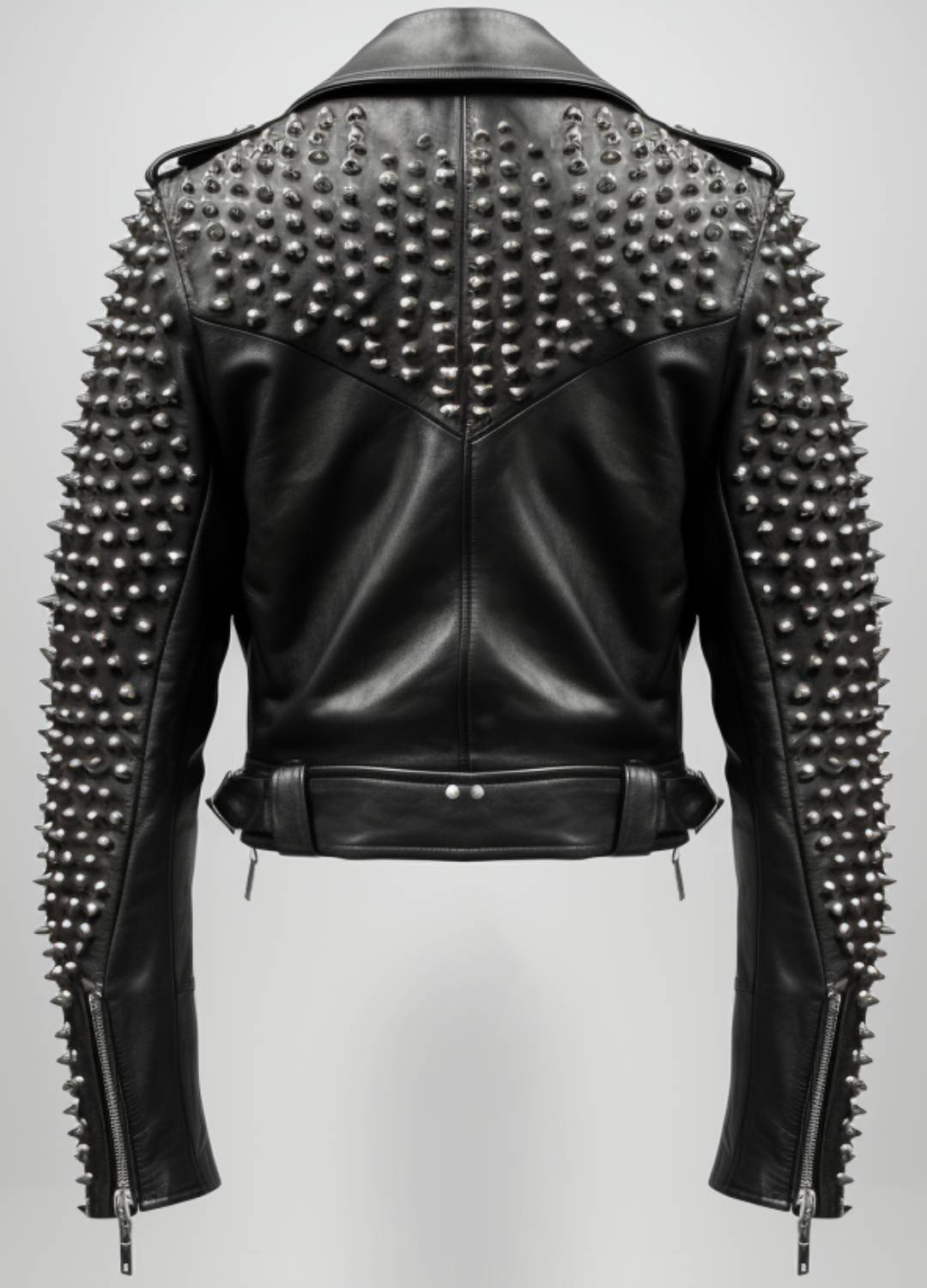 Men’s Black Biker Studded Leather Jacket