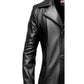 Men Stylish Black Long Leather Coat