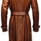 Men Vintage Brown Long Leather Coat - Detective Style Coat