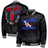 Men's Black CM Punk Chicago Full-Snap Bomber Satin Jacket