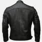 Mens Timber Style Padded Shoulder Black Leather Jacket
