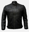Mens Timber Style Padded Shoulder Black Leather Jacket