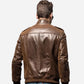 Men’s Brown Bomber Leather Jacket with Rib Collar