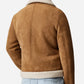 Men’s Fur Collar Brown Suede Leather Trucker Jacket