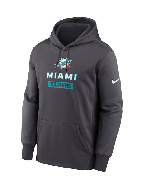 Miami Dolphins Nike Anthracite Toss Sweep Performance Hoodie Recreated Edition