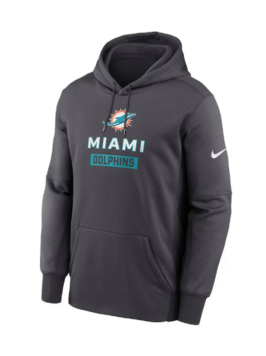 Miami Dolphins Nike Anthracite Toss Sweep Performance Hoodie Recreated Edition