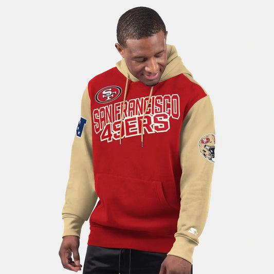 San Francisco 49ers Starter Scarlet Extreme Hoodie – Red &amp; Beige Pullover (Recreated Edition)
