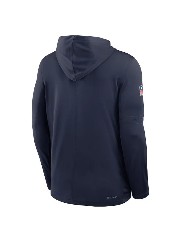 Seattle Seahawks Sideline Performance Long Sleeve Hoodie T-Shirt – Navy Blue Pullover (Recreated Edition)