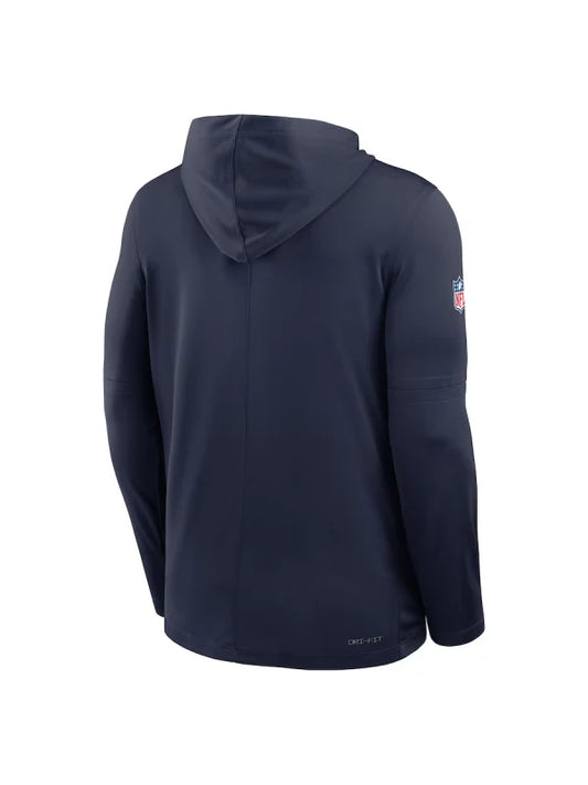 Seattle Seahawks Sideline Performance Long Sleeve Hoodie T-Shirt – Navy Blue Pullover (Recreated Edition)