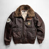 Men's Vintage Aviator Leather Jacket with Shearling Collar