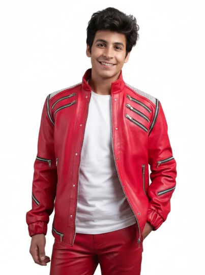 Mj Beat it Jacket Kids | Kids Michael Jackson Beat It Red Leather Jacket | Authentic MJ Cosplay Costume