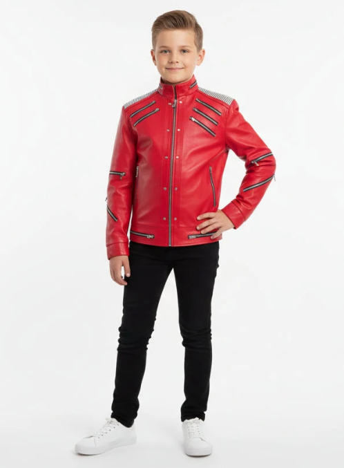 Mj Beat it Jacket Kids | Kids Michael Jackson Beat It Red Leather Jacket | Authentic MJ Cosplay Costume