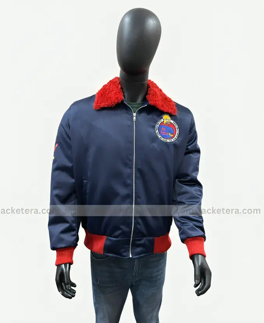 The Simpsons Cartoon Homer Simpson Navy Blue Bomber Jacket