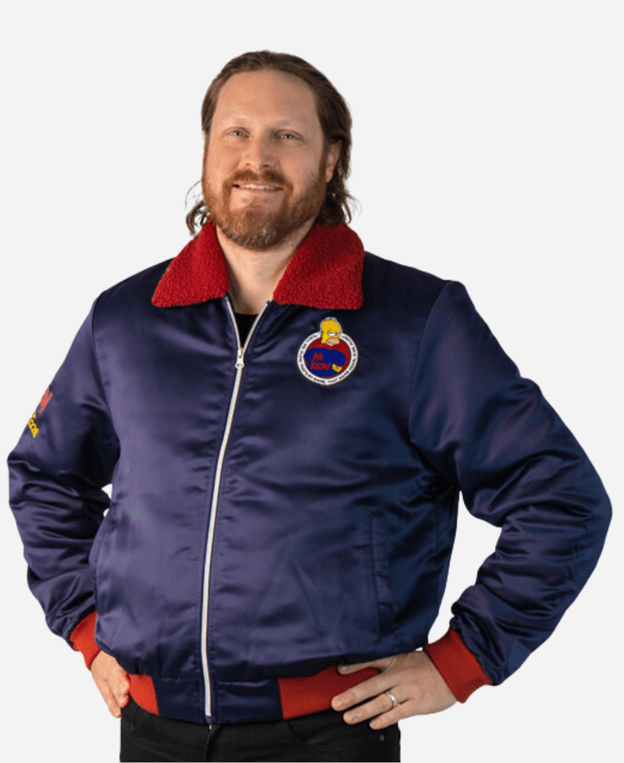 The Simpsons Cartoon Homer Simpson Navy Blue Bomber Jacket