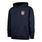 Navy blue hoodie with USA emblem on a white background