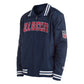 Navy blue jacket with 'U.S. Soccer' text on a white background