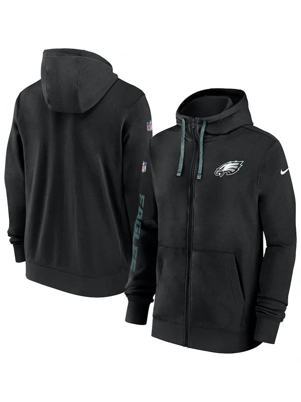 Recreation – Philadelphia Eagles Black Sideline Club Full-Zip Hoodie (Recreated Edition)