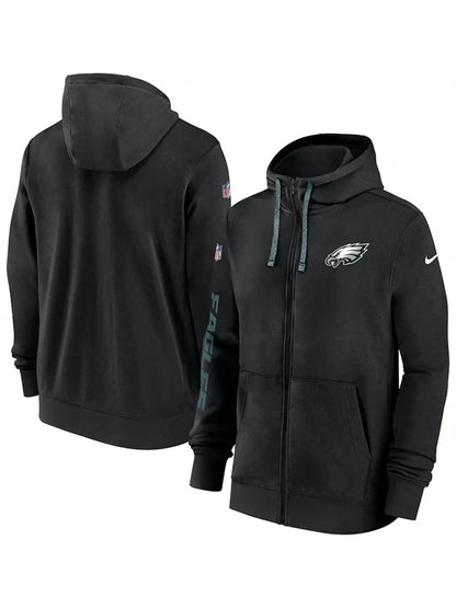 Recreation – Philadelphia Eagles Black Sideline Club Full-Zip Hoodie (Recreated Edition)