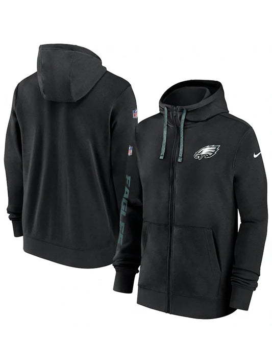 Recreation – Philadelphia Eagles Black Sideline Club Full-Zip Hoodie (Recreated Edition)