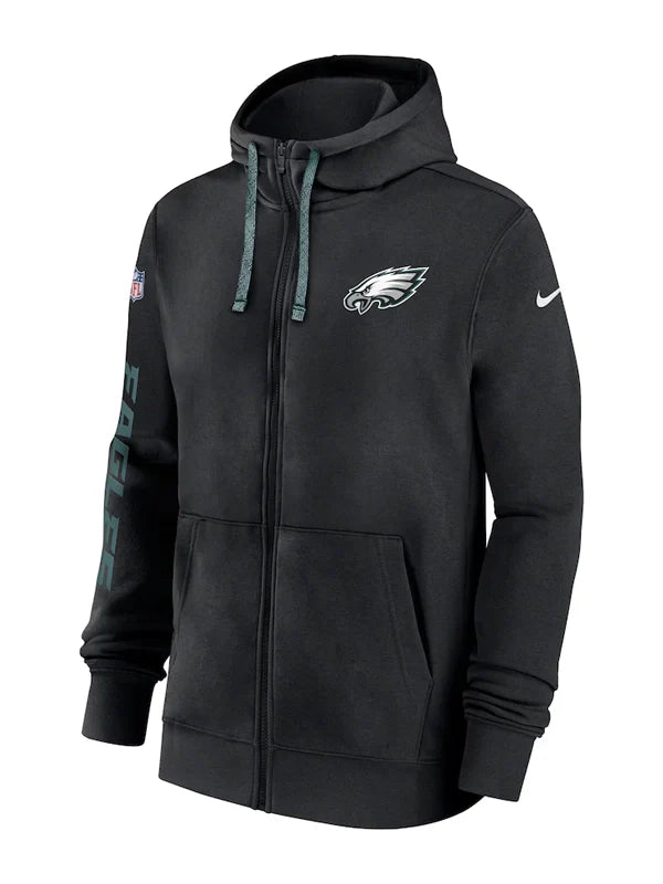 Recreation – Philadelphia Eagles Black Sideline Club Full-Zip Hoodie (Recreated Edition)