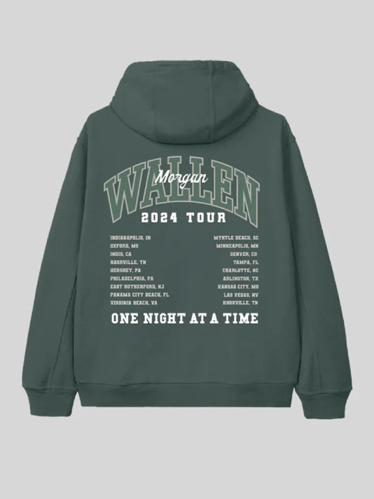 Morgan Wallen One Night At A Time Green Tour Hoodie Recreated Edition