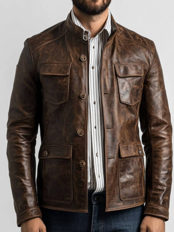 scar Leather Brown Jacket – Men’s Leather Jacket (Brown)