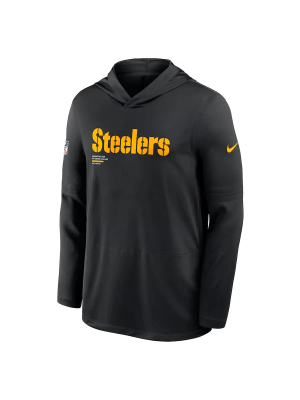 Pittsburgh Steelers Sideline Performance Long Sleeve Hoodie T-Shirt (Recreated Edition)