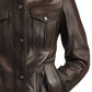 Poppy Leather Brown Jacket - Women Leather Jacket Brown