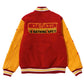 Red and yellow jacket with 'Michael Jackson A Bathing Ape' text on a white background