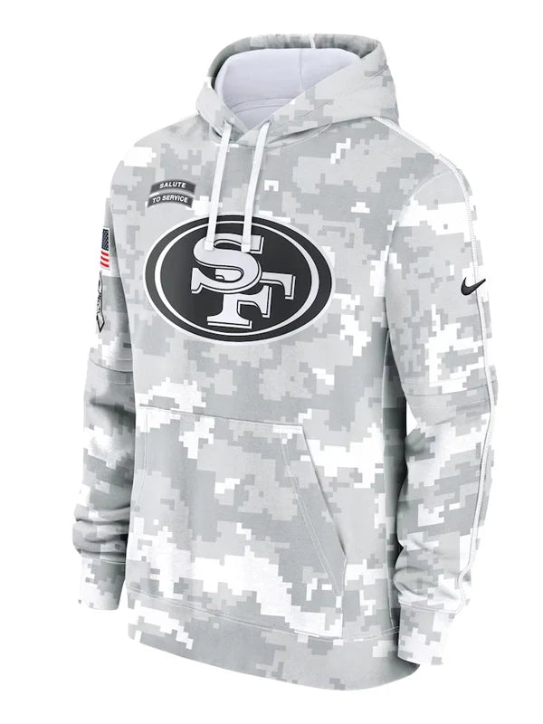 2024 San Francisco 49ers Arctic Camo Salute to Service Hoodie Recreated Edition