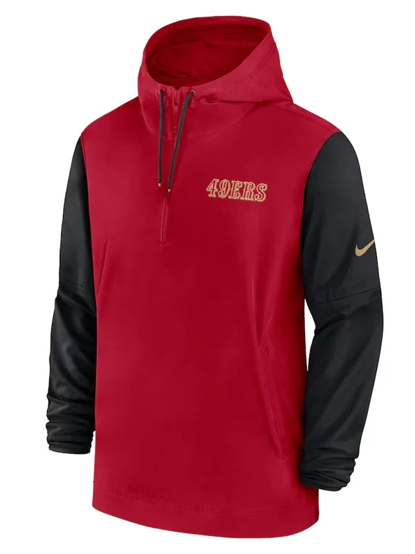 San Francisco 49ers Sideline Pre-Game Half-Zip Hoodie Jacket (Recreated Edition)