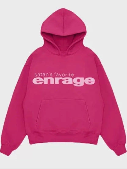 Satan’s Favorite Enrage Hoodie – Grey, Black, and Pink Pullover (Recreated Edition)