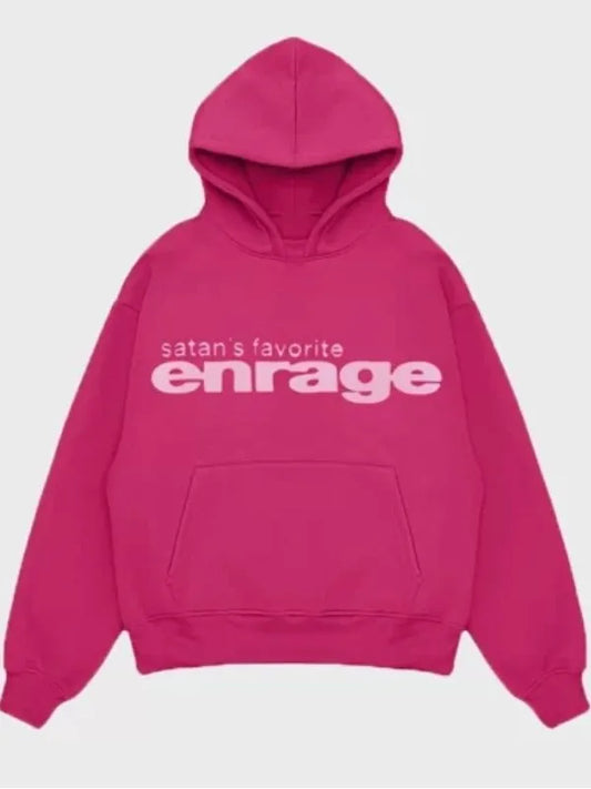 Satan’s Favorite Enrage Hoodie – Grey, Black, and Pink Pullover (Recreated Edition)