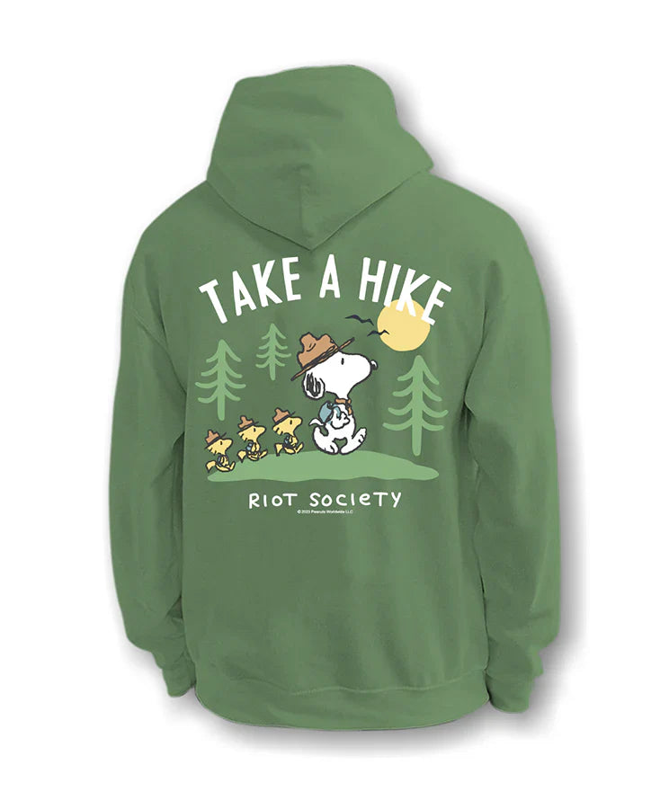 iot Society Peanuts Snoopy Take a Hike Hoodie – Green Fleece Pullover (Recreated Edition)