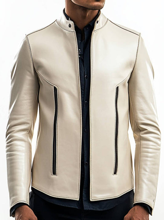Sonny White Leather Jacket – Men’s Premium White Leather Jacket